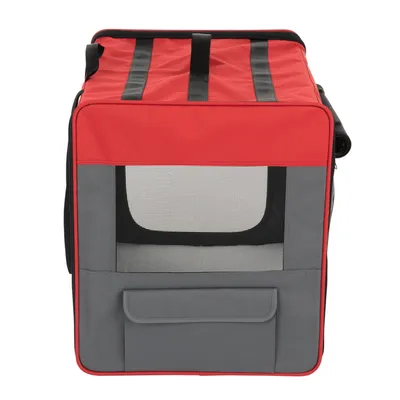 Niche pliable First Class Basic pour chien - taille XL : l 66 x P 96,5 x H 73,5 cm, rouge/gris