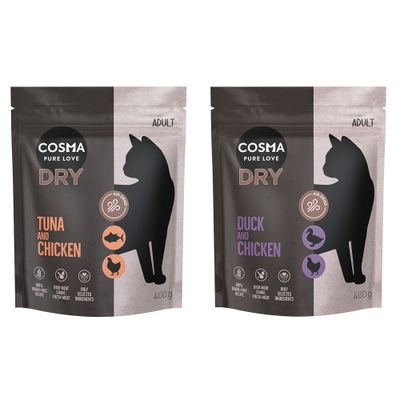 Cosma Pure Love Dry Adult, levegőn szárított szárazeledel lazaccal és csirkével, 100% gabonamentes, magas friss hús tartalom, válogatott összetevők, 400g.