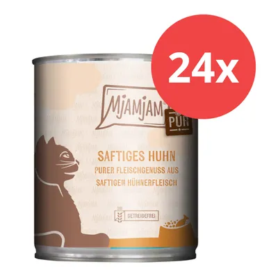 Mjamjam Saftiges Huhn, purer Fleischgenuss aus saftigem Hühnerfleisch, getreidefrei. Packung mit 24 Dosen.