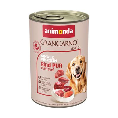 Animonda GranCarno Single Protein Huhn Pur, preparato con brodo di pollo, 100% ingredienti freschi, senza cereali e glutine, unica fonte proteica.