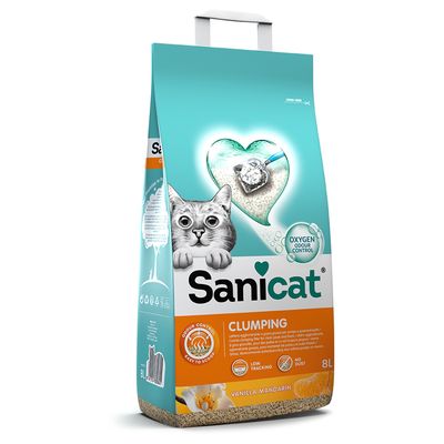 Sanicat Vanilla Mandarin Clumping Cat Litter Multibuy: 2 x 8l