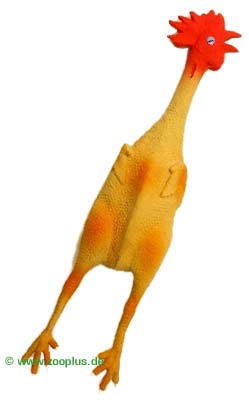 Zabawka w kształcie żółtego kurczaka z czerwonym grzebieniem, wykonana z gumy. Widoczne logo www.zooplus.de w lewym dolnym rogu. Zabawka w kształcie żółtego kurczaka z czerwonym grzebieniem, wykonana z gumy. Widoczne logo www.zooplus.de w lewym dolnym rogu.