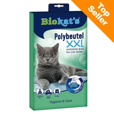 Biokat's Polybeutel XXL Hygiene Bag for cat toilet, extra grand XXL, extra stable, 12 pièces, mention Top Seller visible sur l’emballage.
