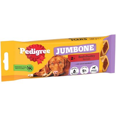 PEDIGREE® JUMBONE™ Adult Medium Dog Treat Beef & Poultry 2 Chews 180g