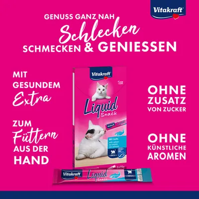 Vitakraft Cat Liquid-Snack mit Lachs + Omega 3 - 6 x 15 g