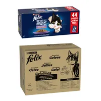 Jumbopack Felix 120 x 80 /85 g pour chat + 44 x 85 g sachets offerts ! - Sensations : 4 saveurs en gelée (120 x 85 g)
