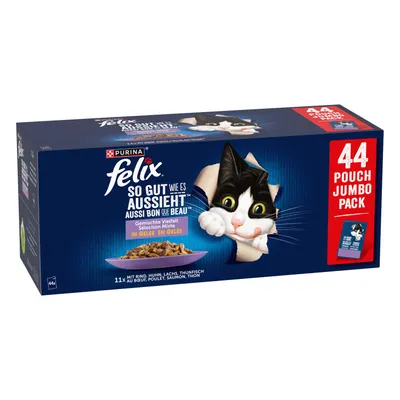 Felix "So gut wie es aussieht" Katzen Nassfutter Beutel 44 x 85 g - Huhn, Rind, Thunfisch, Lachs