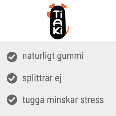 Tiaki. Naturligt gummi, splittrar ej, tugga minskar stress.