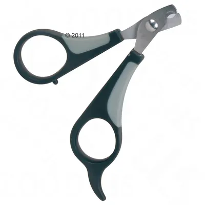 Tagliaartigli in metallo e plastica con impugnatura ergonomica, lame corte e foro per le dita, adatto alla cura delle artigli degli pet. © 2011 visibile sull'immagine.
