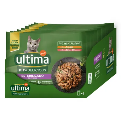 Ultima Cat Sterilized, 48 x 85 g - Kurczak i łosoś