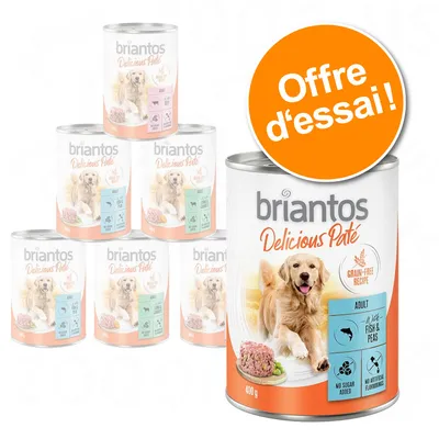 Lot mixte Briantos Delicious Paté pour chien - 6 x 400 g