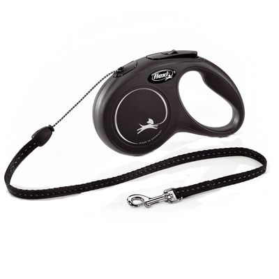 flexi New Classic S repkoppel svart, 5 m 5 m cord - svart