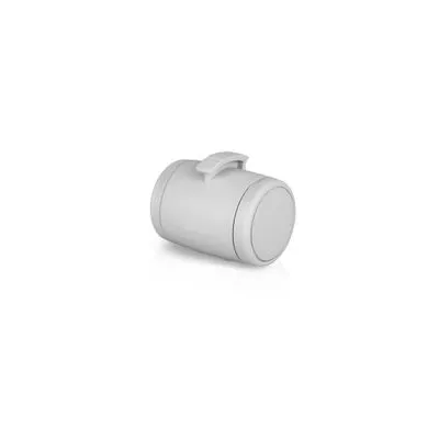 Cylindrisk beholder i grå plast med håndtag på toppen, ingen synlig tekst eller mærke.