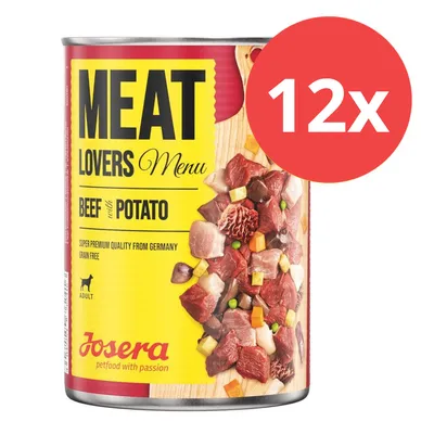Josera Meat Lovers Menu Beef with Potato, Super Premium Quality from Germany, Grain Free, 12x Dose für erwachsene Hunde.