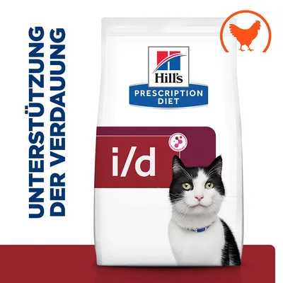 Hill's Prescription Diet i/d Katzenfutter, Unterstützung der Verdauung, mit Huhn. Hill's Prescription Diet i/d Katzenfutter, Unterstützung der Verdauung, mit Huhn.