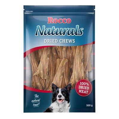 Rocco Naturals Dried Chews, 100% dried meat, 500g pack. The natural treat.