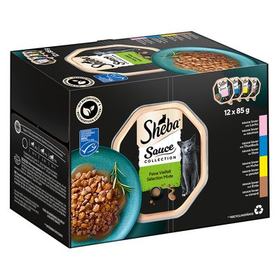 Les Barquettes de Sheba 24 x 85 g pour chat Sauce Lover (saumon, thon, poulet, canard)