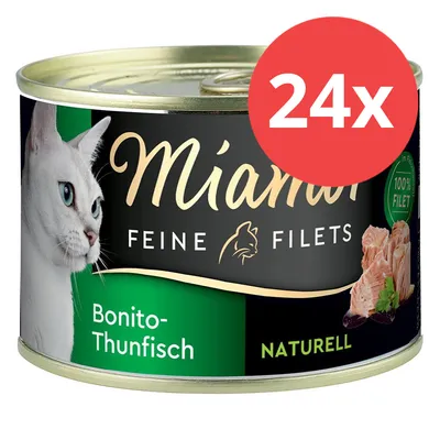 Miamor Feine Filets Bonito-Thunfisch, Naturell, 100% Filet, 24x Dosen.