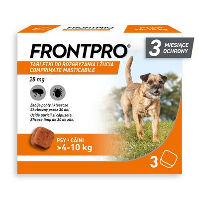 FRONTPRO® tabletki na pchły i kleszcze dla psów M: 28 mg dla psów >4-10 kg (3 tabletki)