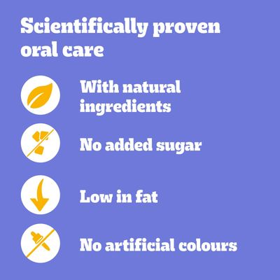 Scientifically proven oral care. With natural ingredients, no added sugar, low-fat, no artificial colourings.