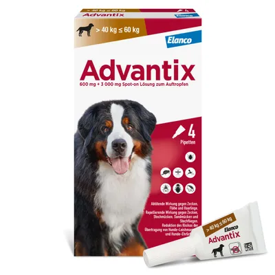 Advantix® 600 Spot-on für Hunde, von 40 bis 60 kg - 4 Pipetten x 6,0 ml