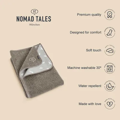 Coperta impermeabile Nomad Tales Blush Tortora - L 140 x P 105 cm