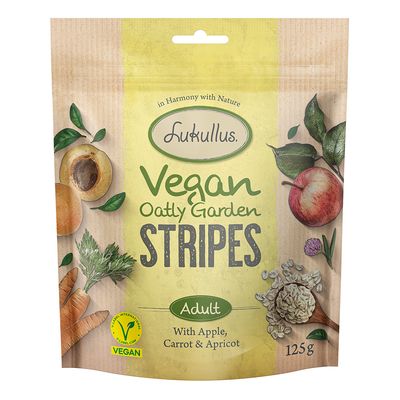 Lukullus Vegan Garden Stripes s jablky, mrkví a meruňkami 125 g