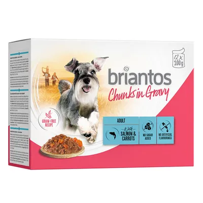 Briantos Chunks in Gravy 12 x 100 g -  Zalm & Wortel Briantos Chunks in Gravy 12 x 100 g -  Zalm & Wortel