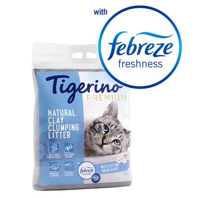 Tigerino Premium Kattenbakvulling - Febreze/Ambi Pur Freshness Frisse Katoenbloesem geur