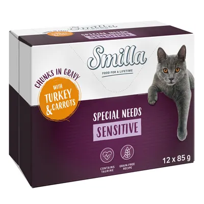 Smilla Adult Sensitive хапки със зеленчуци в сос, в паучове - пуешко с моркови (24 x 85 г)