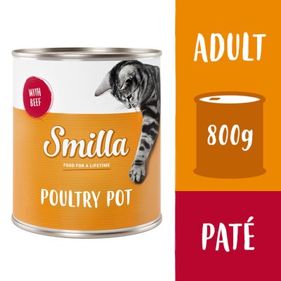 Smilla Poultry Pot, hrana za mačke s pilećim srcima, sadrži taurin, bez žitarica, konzerva 800 g, proizvedeno u Njemačkoj.