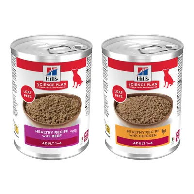 Hill's Science Plan Adult -säästöpakkaus 12 x 370 g - Adult: 6 x nauta, 6 x kana Hill's Science Plan Adult -säästöpakkaus 12 x 370 g - Adult: 6 x nauta, 6 x kana