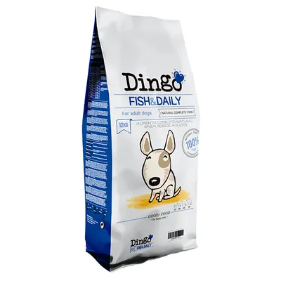 Dingo Fish & Daily, 12 kg, naturligt fuldfoder til voksne hunde. 100% naturlige ingredienser.