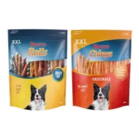 Kombi-Paket: Rocco Hundesnacks - Chings XXL Hühnerbrust in Streifen (900 g) + Rolls XXL Mix (1 kg)
