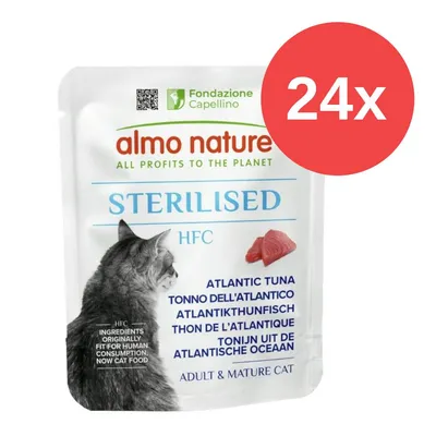 Almo Nature Sterilised HFC thon de l’Atlantique pour chats adultes et seniors, 24 sachets. Ingrédients initialement propres à la consommation humaine.