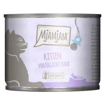 Икономична опаковка MjAMjAM Kitten 24 x 200 g - превъзходно телешко с масло от сьомга