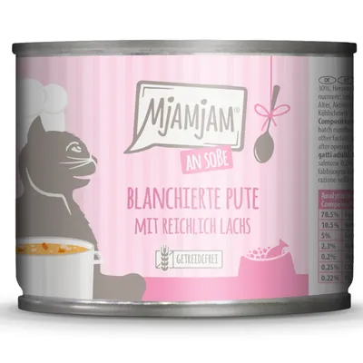 Paquet économique MjAMjAM en sauce 24 x 185 g - dinde blanchie avec beaucoup de saumon