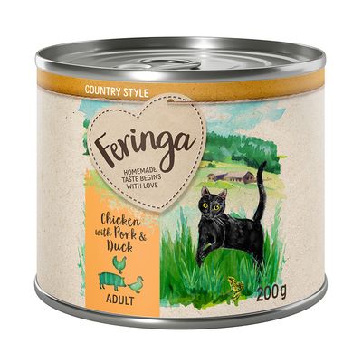 Sparepakke: 24 x 200 g Feringa Country Style Menu Kylling, Gris, And
