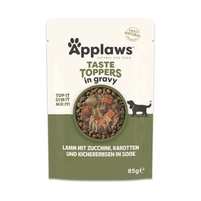 Taste Toppers in Gravy, 100 % luonnollinen, kananrintaa valkoisilla pavuilla, kurpitsalla ja herneillä. Pakkaus: 24 x 85 g.