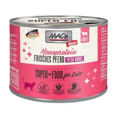 Sparpaket MAC´s Cat Mono Sensitive 24 x 200 g - Pferd