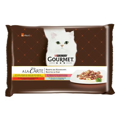 Multipack - Gourmet A la Carte 4 x 85 g Huhn, Forelle, Rind, Seelachs