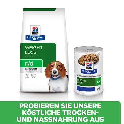 Hill's Prescription Diet r/d hrana za hujšanje, suha in mokra, priporočajo veterinarji.