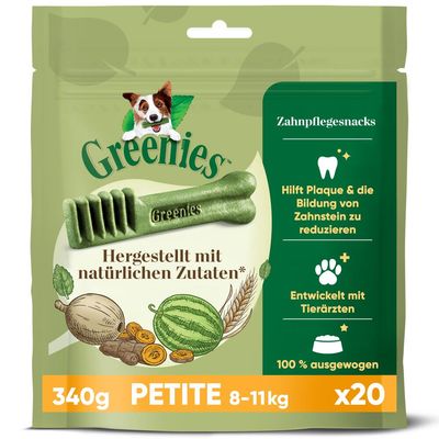 Greenies fogápoló snack természetes összetevőkből. Segít csökkenteni a lepedéket és a fogkőképződést. Állatorvosokkal fejlesztve. 340g, Petite, 8-11kg, x20.