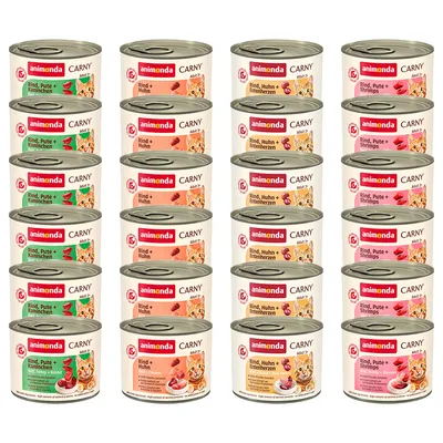 Výhodné balenie animonda Carny Adult 24 x 200 g - mix hovädzie a hydinové (4 druhy)