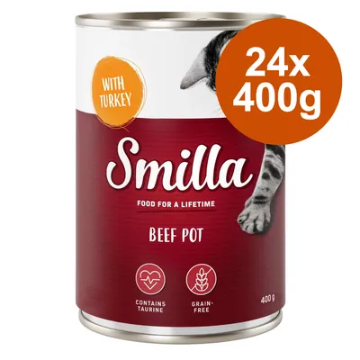Smilla Beef Pot mit Truthahn, 24x400g. Enthält Taurin, getreidefrei.
