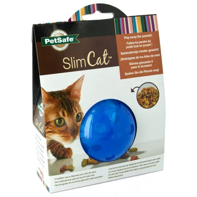 PetSafe SlimCat food ball for cats. Encourages activity and supports weight loss. Suitable for dry food.
