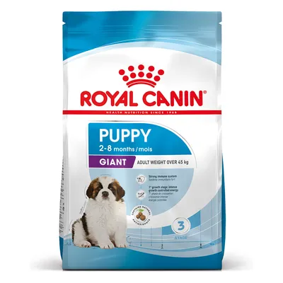 Royal Canin Puppy 2–8 months/mois Giant, adult weight over 45 kg, croquettes pour chiot, photo de chiot sur l’emballage, antioxydants naturels, stage 3