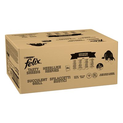 Pachet Jumbo Felix "Tasty Shreds" Pliculețe 80 x 80 g Selecție mixtă
