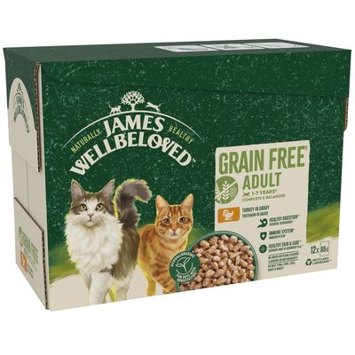 James Wellbeloved Adult Cat Hypoallergenic Pouches - Turkey in Gravy 12 x 85g