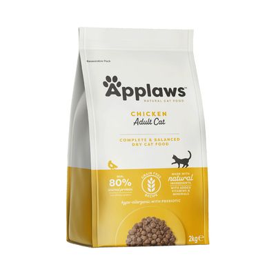 Applaws Natural Cat Food Chicken Adult Cat, vähintään 80 % eläinproteiinia, viljaton resepti, luonnolliset ainesosat vitamiineilla ja mineraaleilla, hypoallergeeninen, 2 kg